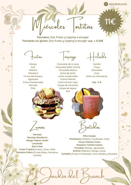 Tortitas, zumos y batidos - El Jardín del Brunch